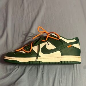 Green and White Off-White Nike Dunks